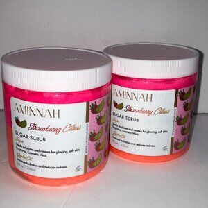 AMINNAH Strawberry Citrus Sugar Scrub 2pc Set 8oz Each